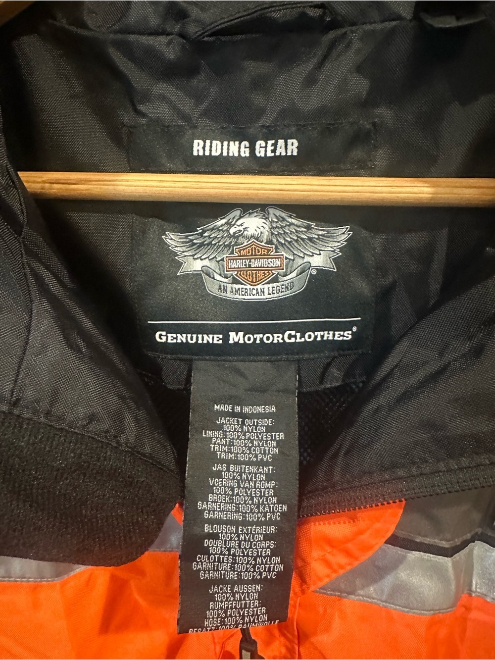 Harley-Davidson Orange and Black Reflective Rain Jacket & Overalls with Bag - Picture 2 of 16